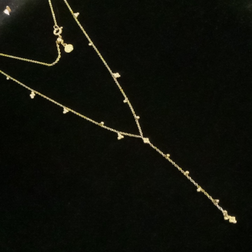Georgina Delicate Gold Necklace Lariet Style NWOT 22 In. Long
